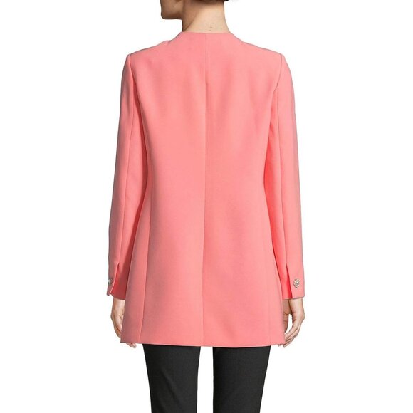 Karl Lagerfeld Womens Long Sleeve Topper Coat Peach Coral Jewel Button size 10 - Picture 2 of 16